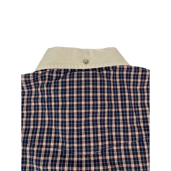 Wrangler PBR Men's Long Sleeve Rodeo Shirt Blue Red Cream Western No Size Tag - Picture 5 of 6